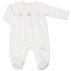 N14635: Baby Unisex Smocked Velour All In One (0-9 Months)